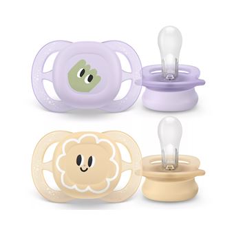 Chupeta Clássica para Bebé Philips AVENT Chupeta SCF075/13 ultra start | Bege, Lilás - 1