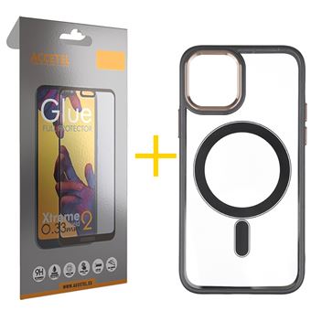 Pack 1 x Película de Vidro Temperado Full + Capa Accetel  Apple iPhone 14 Compatível com Magsafe Magnetic - Preto - 1