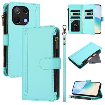 Capa FOXDOCK para UMIDIGI Note 90 | Pele Premium | 9 Compartimentos para Cartões | Alça de Pulso Amovível - Verde claro - 1