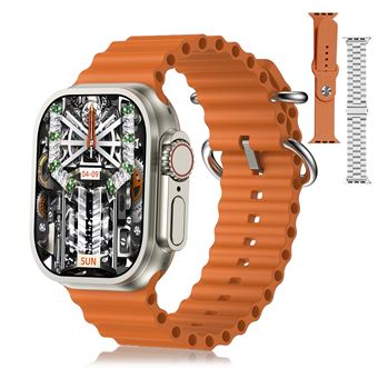 Smartwatch DAM Z87 Ultra tripla pulseira | Funções outdoor | Chamadas BT | Notificações push | Dezena de Multidesportos | 4,4x1,3x4,9 cm - Laranja - 1