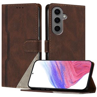 Capa FOXDOCK para Samsung Galaxy M55 | Fecho Magnético | Pele TPU Macia | 3 Compartimentos para Cartões | Função de Suporte | Castanho - 1