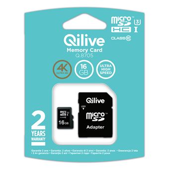cartão de memória Qilive Q.8705 16GB MicroSDHC UHS-I Class 10 Preto