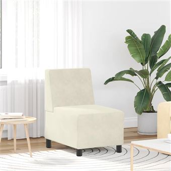 Poltrona sem Braços vidaXL | 55 cm | Veludo Cor Creme - 1