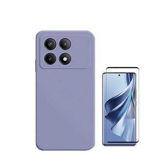 Kit Phonecare Película de Vidro Temperado 5D Full Cover + Capa Silicone Líquido para Xiaomi Poco X6 Pro 5G | Roxo - 1