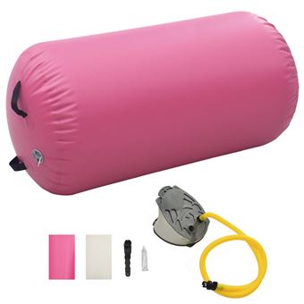 Rolo de Ginástica Insuflável vidaXL com bomba 120x75 cm PVC rosa - 1