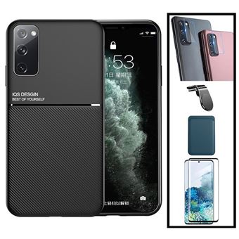 Kit Phonecare | Capa Magnetic Lux + Magentic Wallet + 5D Full Cover + Película Câmara Traseira + Suporte Magnético L Safe Driving para Samsung Galaxy S20 FE - Preto/Azul - 1