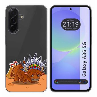Capa TUMUNDOSMARTPHONE de Silicone Transparente para Samsung Galaxy A36 5G Desenhos de design de búfalo - 1