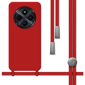 Capa TUMUNDOSMARTPHONE de silicone líquido com cordão para Xiaomi Redmi 14C vermelho - 1