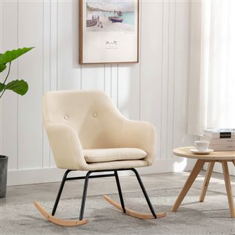 Cadeira de Baloiço vidaXL tecido creme - 1