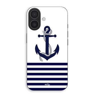 Capa Maniacase para iPhone 16 Plus | Rumo ao oceano, âncora marinha fundo branco - 1