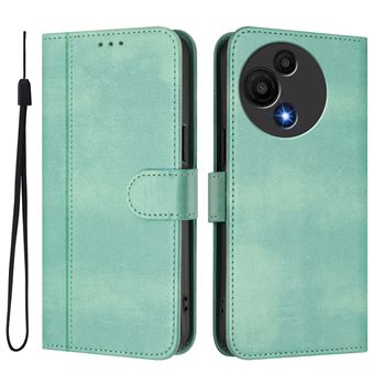 Capa FOXDOCK para TCL 605/60 SE | Estilo Vintage | TPU com Textura de Pele Antiderrapante | Compartimentos para Cartões e Suporte | Verde claro - 1