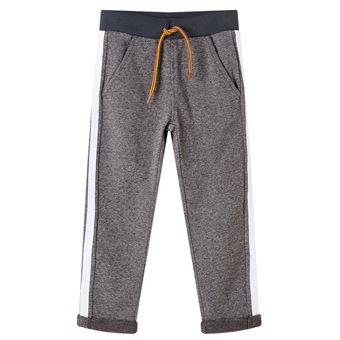 Calças de fato de treino para criança | vidaXL | cinzento-escuro mesclado 116 | 5 a 6 anos - 1
