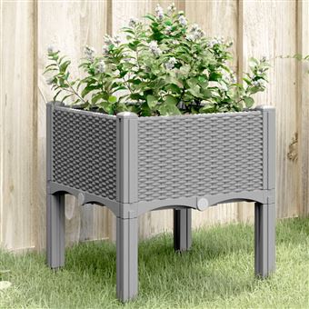 Vaso/floreira de jardim com Pernas vidaXL | 40x40x42 cm | PP cinzento-claro - 1