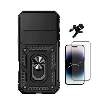 Kit Película de Vidro Temperado Gorilasglass + Capa de Proteção Militar Magnética Janela + Suporte Magnético com Pernas GIFT4ME para Apple iPhone 17 Air | Preto - 1