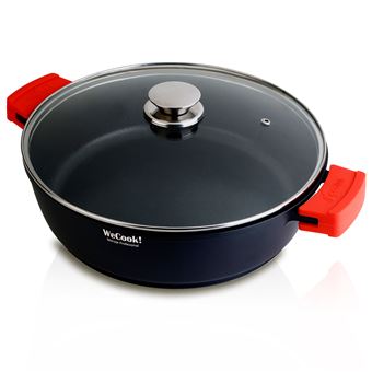 Frigideira Baixa Wecook Indução com Tampa de Vidro de 36 cm sem cola PFOA-Free | Alumínio Fundido - Preto - 1