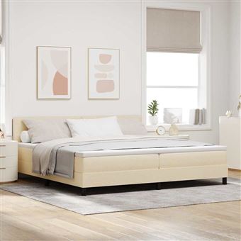 Cama Box com Colchão com Cabeceira vidaXL | Creme 200 x 200 cm | tecido - 1