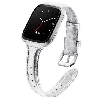 Bracelete de Couro HSMY Linda para Fitbit Versa 3 / Sense - Prata - 1