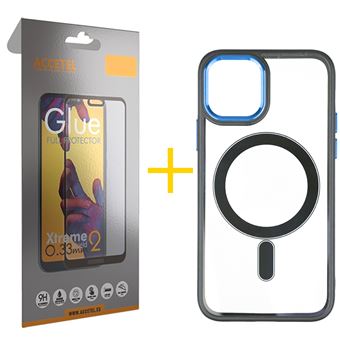 Pack 1 x Película de Vidro Temperado Full + Capa Accetel  Apple iPhone 14 Compatível com Magsafe Magnetic - Azul - 1