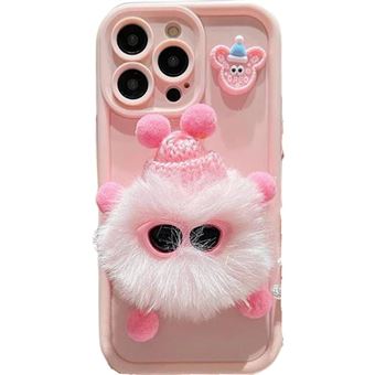 Capa Peluche 3D Antiimpacto para Iphone 15 Plus - Rosa Claro - 1