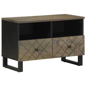 Móvel de TV vidaXL | 70x33x46 cm | madeira de mangueira maciça preto - 1