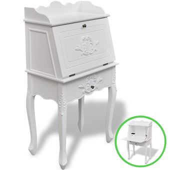 Secretária Francesa Vidaxl Tampo Articulado Pinho Branco - 1