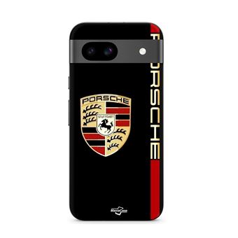 Capa Maniacase para Google Pixel 8A | PORSCHE logótipo vermelho e dourado fundo preto - 1
