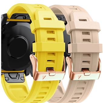 Pack Antiimpacto 2x bracelete Silicone fecho metal para Garmin Fenix 8 51mm Saphire | Amarelo e Damasco - 1