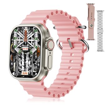 Smartwatch DAM Z87 Ultra triple pulseira | Funções outdoor | Chamadas BT | Notificações push | Dezena de Multidesportos | 4,4x1,3x4,9 cm - Rosa - 1