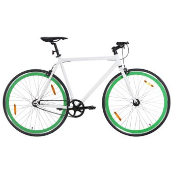 Bicicleta de mudanças fixas vidaXL | 700c 59 cm | branco e verde - 1