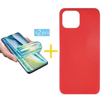 Pack 2 x Película de Hidrogel + Capa Gandy Apple iPhone 16 Pro Silicone Líquido | Vermelho - 1