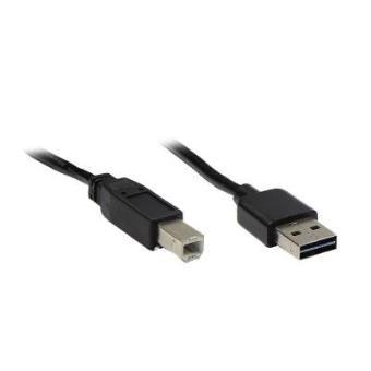 Cabo USB Alcasa USB 2.0 A/B, 0.5m 0.5m USB A USB B Preto