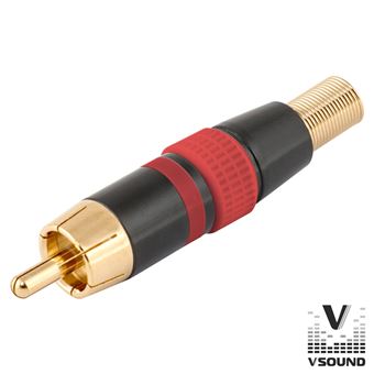Ficha Rca Vsound Macho Vermelho Metálica / Dourada - 1