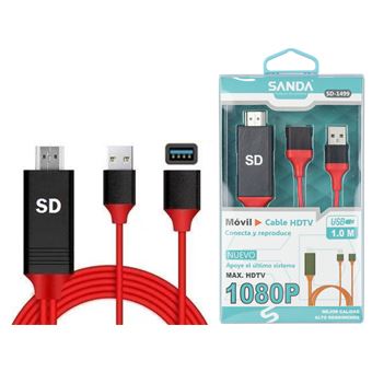 Adaptador Sanda SD-1499 | Spliter USB para HDMI + USB - Preto, Vermelho - 1