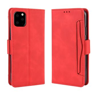 Capa FOXDOCK Protetora para iPhone 11 Pro Max | Suporte e Flip de couro PU | À Prova de Choque | Vermelho - 1