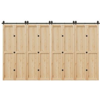 Kit de ferragens vidaXL para porta deslizante | 366 cm | aço preto - 1