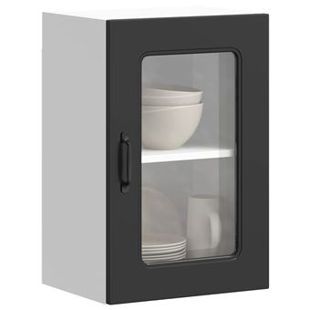 Armário de parede de cozinha vidaXL | porta vidro Kalmar preto - 1