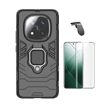Kit Película de Vidro Temperado Gorilasglass Curvado + Capa de Proteção Militar Magnética + Suporte de Carro Magnético L Gift4Me para Xiaomi Redmi Note 14 Pro + Plus | Preto - 1