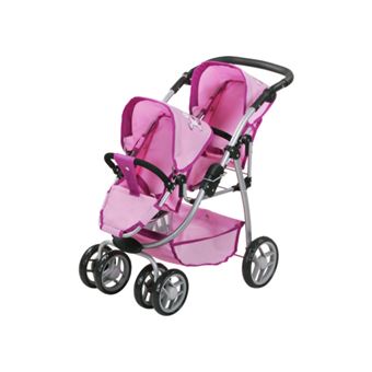 Knorrtoys 16474 Carrinho de bebé duplo de boneca acessório de bonecas Rosa - 1