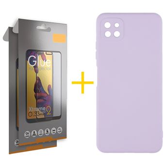 Pack 2 x Película de Vidro Temperado Full + Capa skyhe  Oppo A52 4G Silicone Líquido - Roxo - 1