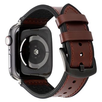 Bracelete de Couro HSMY Clássico Simples para Apple Watch Series 6/ SE/ 5/ 4 | 44 mm - Castanho Escuro - 1