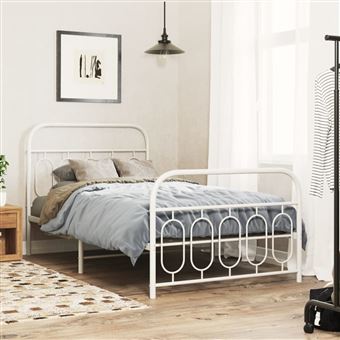 Estrutura de cama vidaXL com cabeceira e pés | 100x190 cm | metal branco - 1