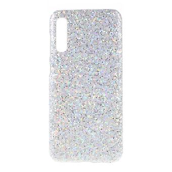 Capa TPU + PU lantejoulas brilhantes de prata para Samsung Galaxy A50