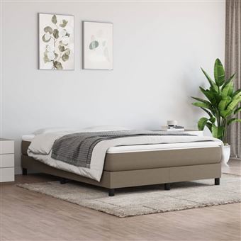Estrutura de cama com molas vidaXL | 140x200 cm | tecido castanho-acinzentado - 1