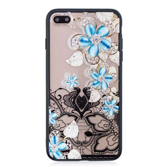 Capa Magunivers TPU 3D de strass Flor-azul para Apple iPhone 8 Plus/7 Plus 5.5 '