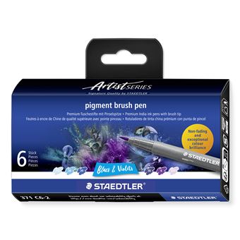 Caneta de Feltro Staedtler Pigment Arts Brush Pen Blues & Violets - 1