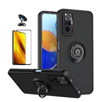 Kit Capa Anti-Impacto Clear com Anel + Vidro Temperado Gorilaglass + Suporte de carro GIFT4ME para Xiaomi Redmi Note 10 Pro | Transparente/Preto - 1