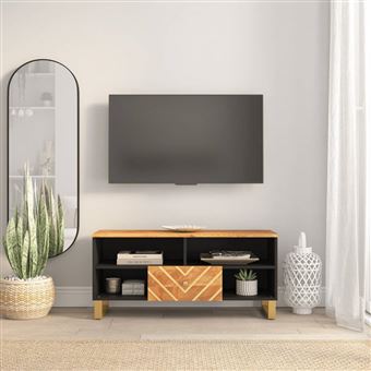 Móvel de TV vidaXL | 100x33,5x46 cm | mangueira maciça castanho e preto - 1