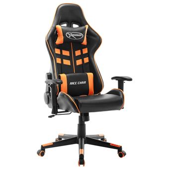 Cadeira de gaming vidaXL | couro artificial preto e laranja - 1