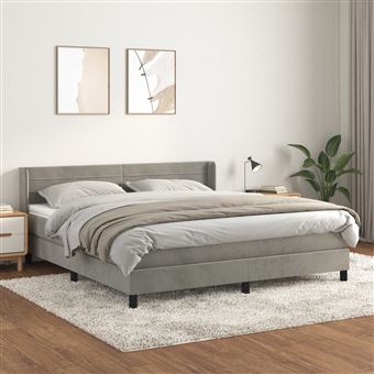 Cama com molas e colchão vidaXL | 180x200 cm | veludo cinzento-claro - 1