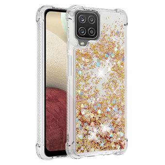 Capa Protetora GANGXUN para Samsung Galaxy A12 | TPU Transparente | Brilhante com Glitter e Areia Movediça | Amarelo - 1